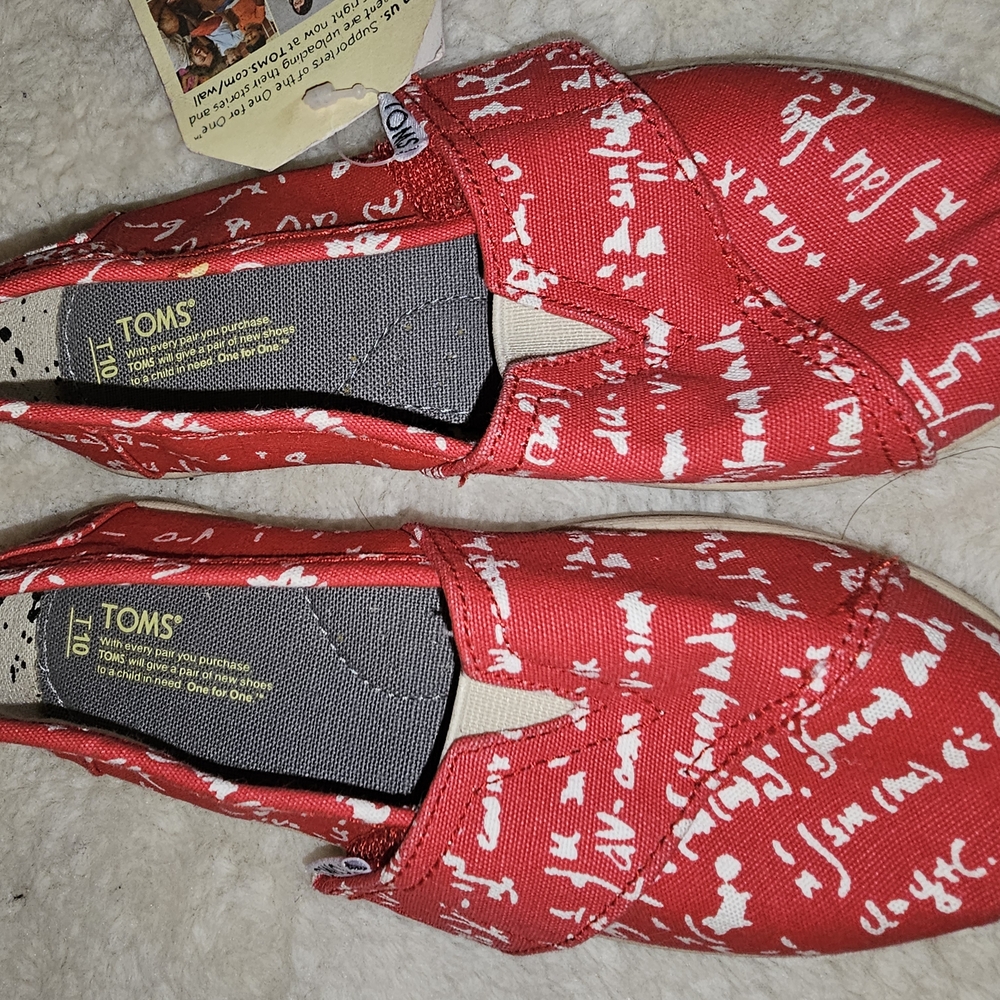 TOMS Red Canvas Slip-On Shoes